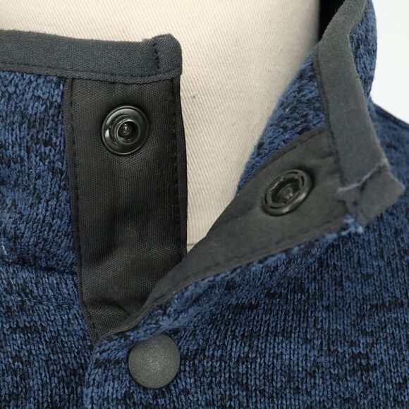 Eddie Bauer Sweater Mens Large Blue Quarter Snaps Mock Neck Pullover Gorpcore - Picture 9 of 16